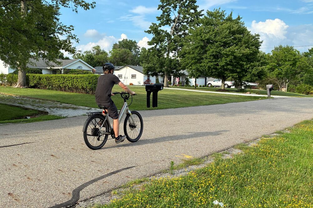 Person riding e-bike