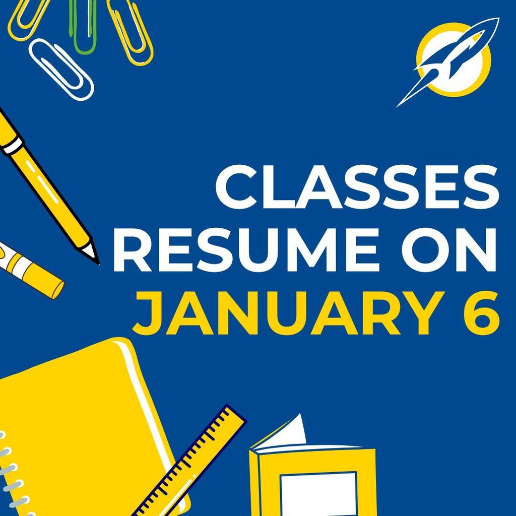 Reminder: Streetsboro City Schools classes resume Monday, January 6, 2026. We hope our Rocket families enjoyed a restful winter break!
