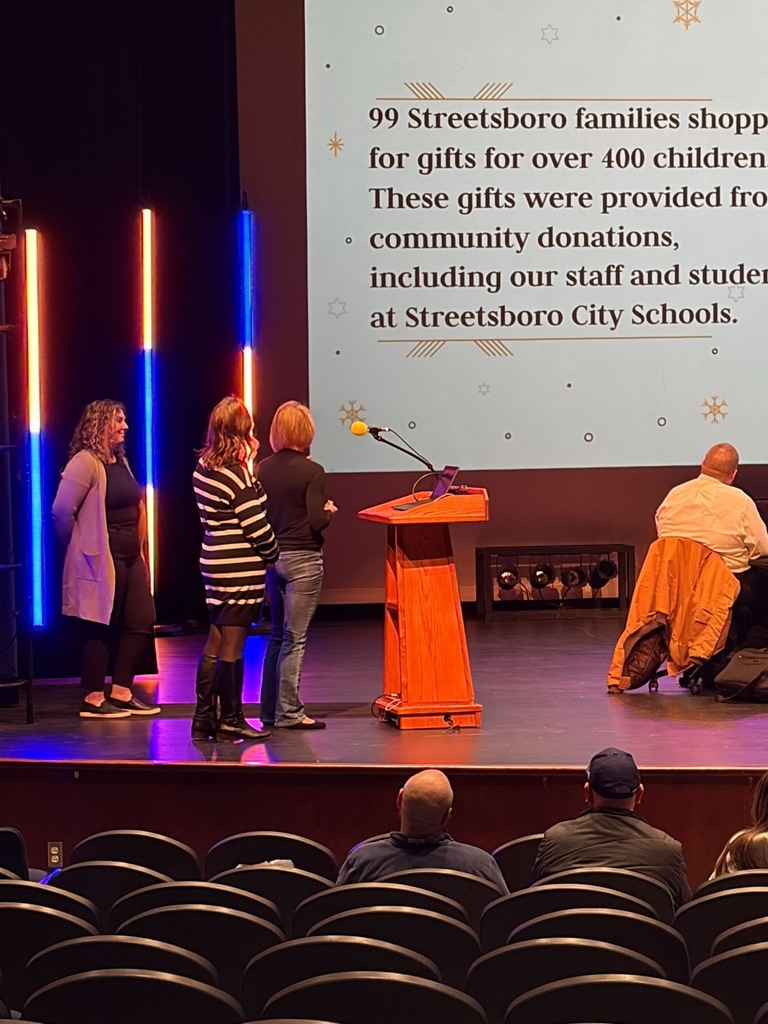 4th grade teacher Mrs. D'Amico and classroom aide Mrs. Novotny shared how SCS staff support Streetsboro Community Christmas at the January BOE meeting. This program provides necessities and gifts to Streetsboro families each year.