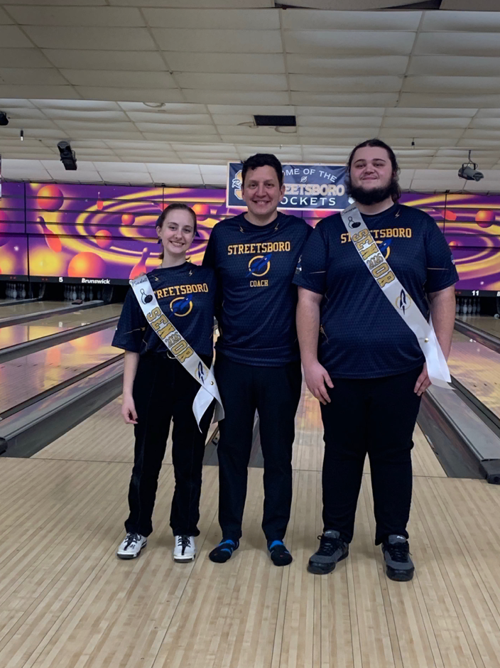 Let's hear it for our bowling seniors! Congratulations to Kendall and Cameron on a fantastic career on the lanes. We're proud of everything you've accomplished! Pictured: Senior Kendall Clark, Coach Matt Stump and Senior Cameron Cromlish