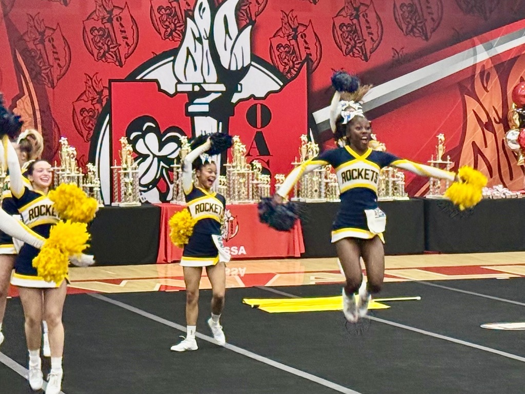 Cheerleaders performing at State Championship