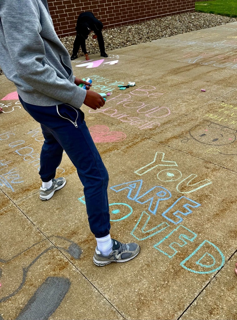 Ms. Speakman's Psychology classes kicked off Mental Health Awareness Month by covering campus sidewalks with positive chalk messages. A beautiful reminder of the kindness and creativity in our school community.
