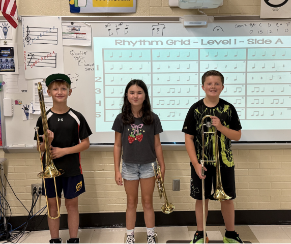 6th Grade Band Students Brandon, Liara, and Carter 