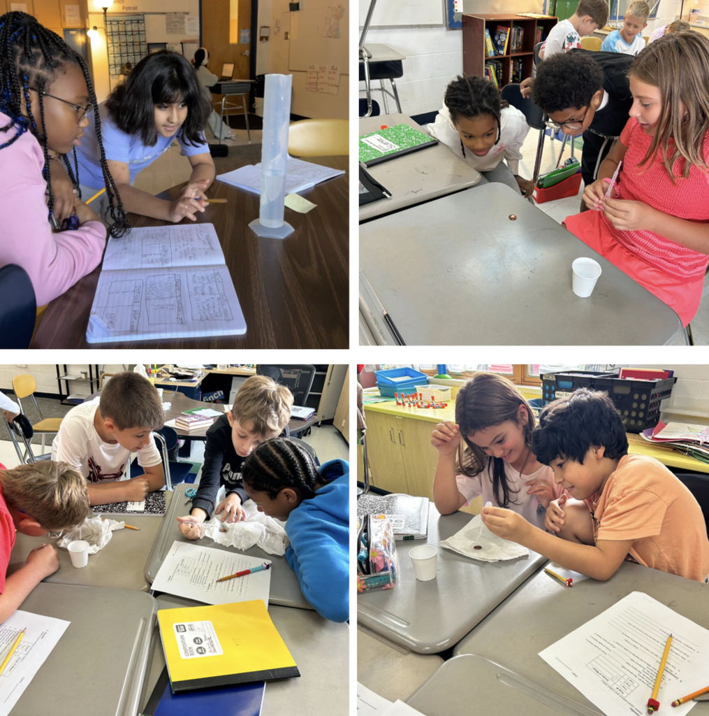 Fourth graders kicked off the year with scientific inquiry, learning how to measure liquid volume and mass. They have since diving into the scientific method, putting it to the test by predicting and discovering how many drops of water can fit on a single penny!