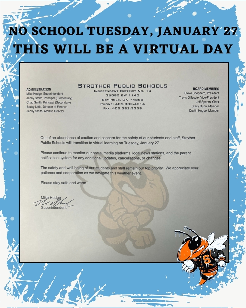 No School Tuesday, January 27. This will be a virtual day.