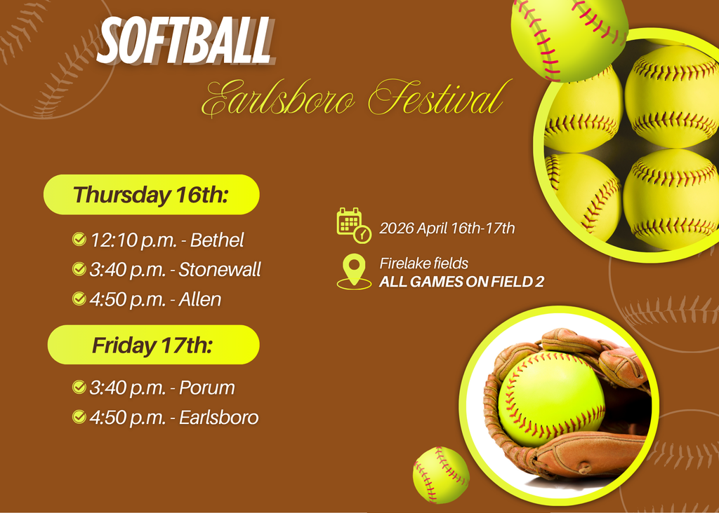 Softball Earlsboro Festival April 16-17