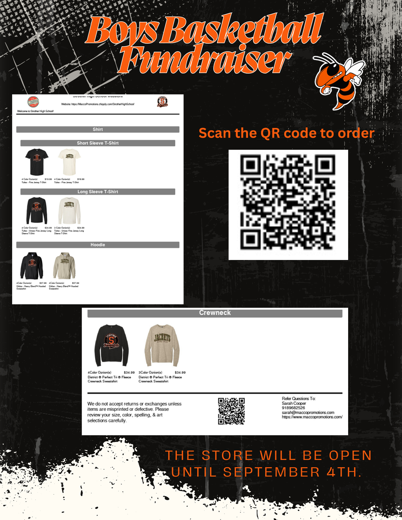 Boys Basketball Fundraiser. Scan the code to order.