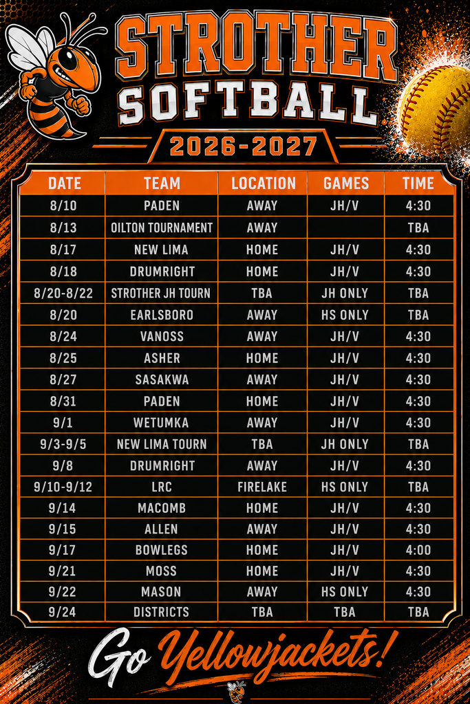 Fastpitch Softball Schedule 2026-2027. PDF copies are on the Website. Click more, then click the athletic drop down.