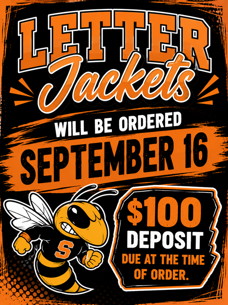 Letter jackets will be ordered Sept. 16. $100 Deposit due.