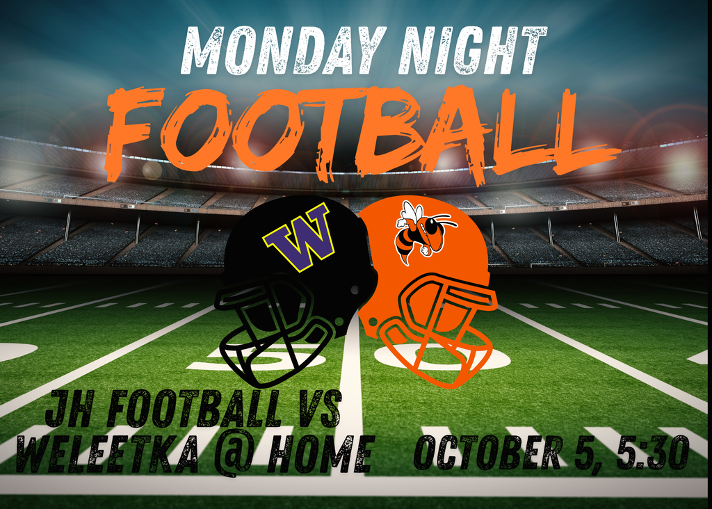 Jh Football at home Oct. 5 at 5:30