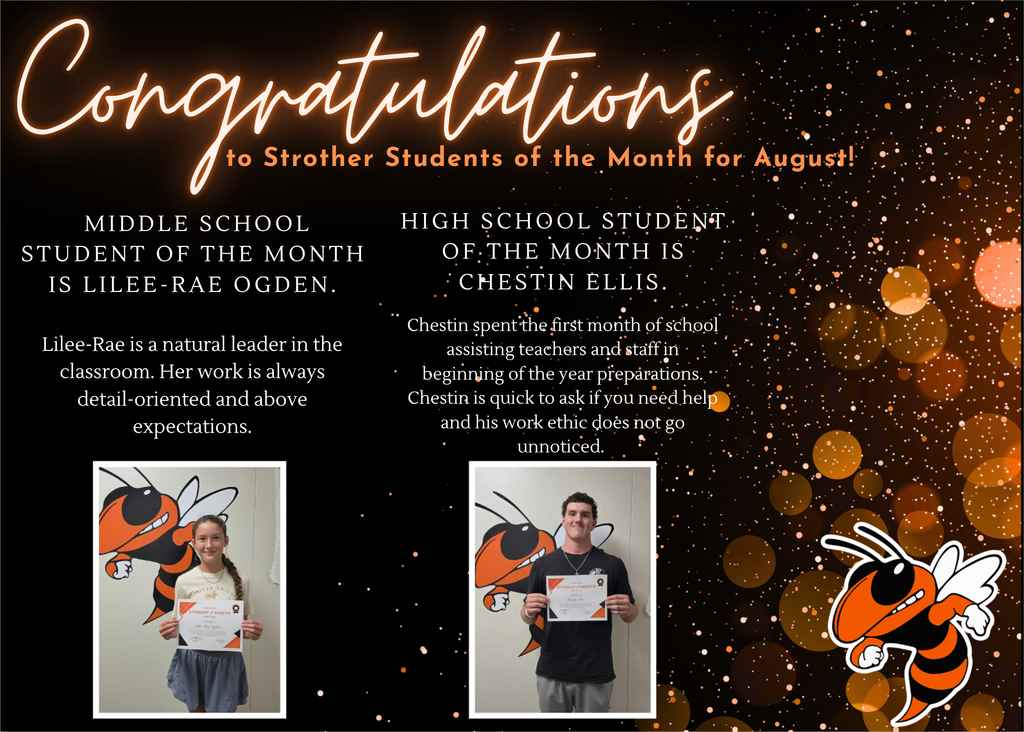August students of the month Lilee-Rae Ogden and Chestin Ellis