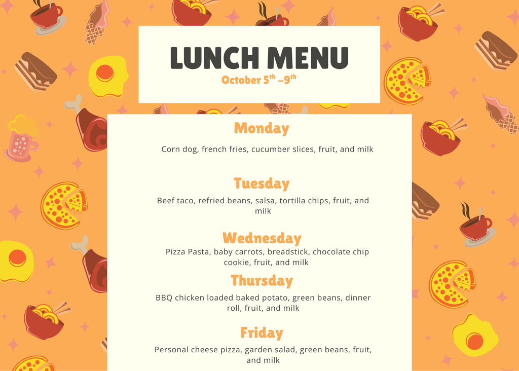 Lunch Menu for Oct. 5-9