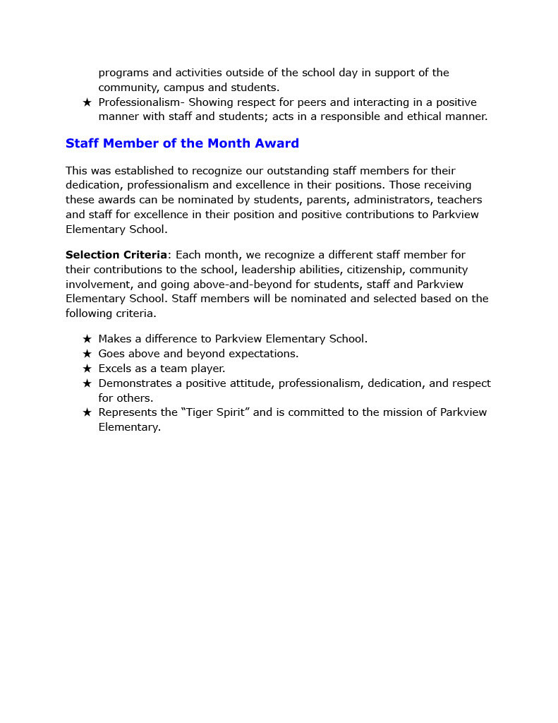 Teacher/Staff of the Month