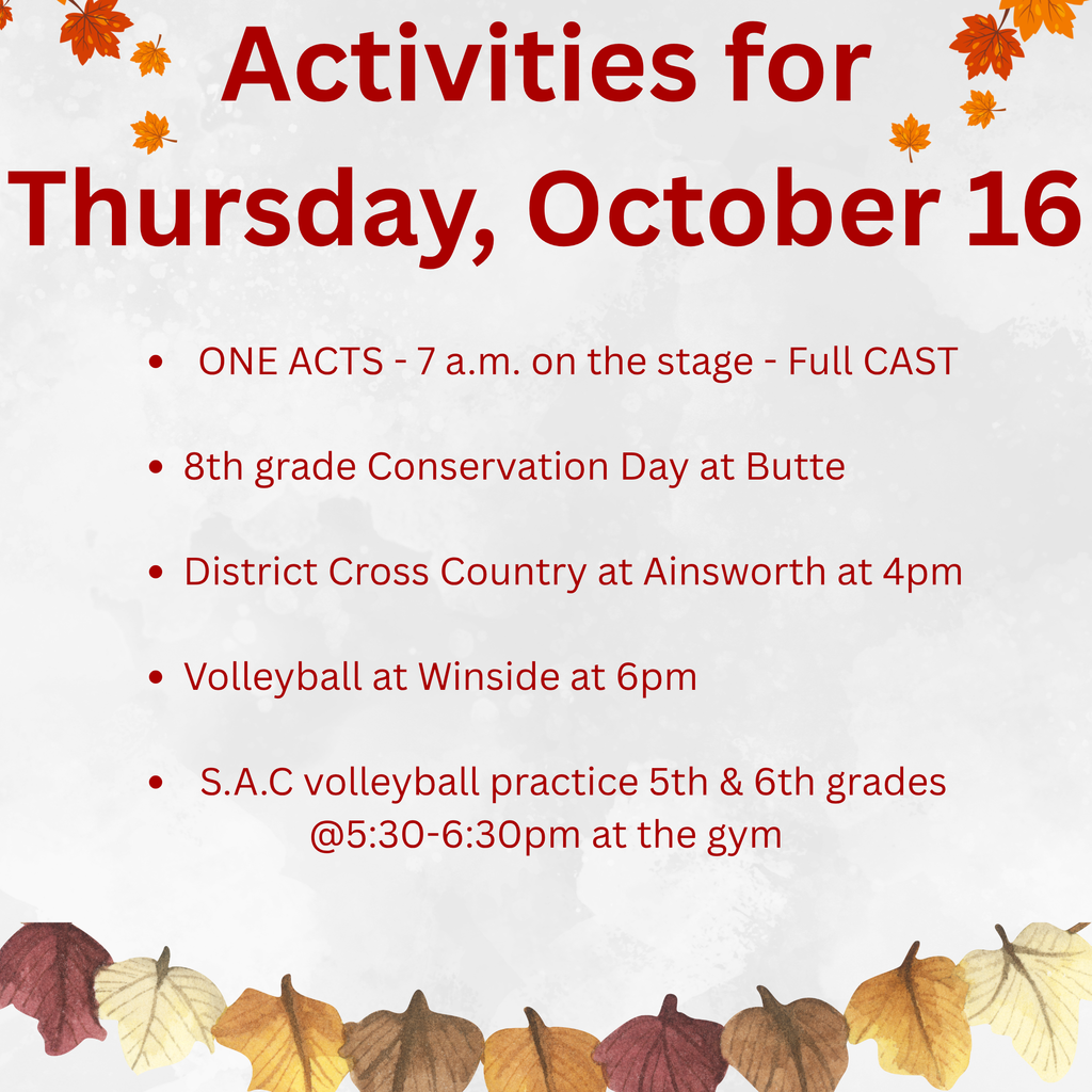 Activities for Thursday, October 16.