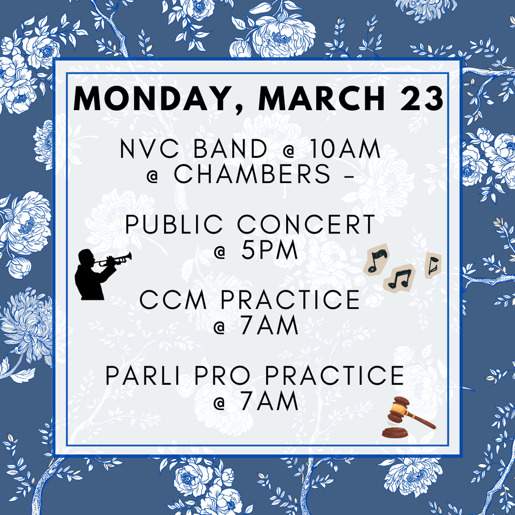 Activities for Monday, March 23