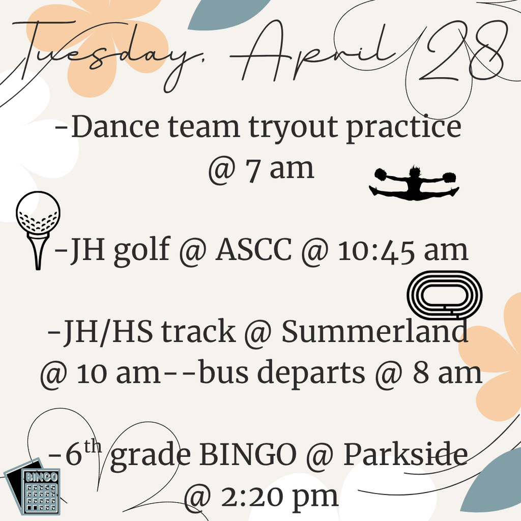 Activities for Tuesday, April 28