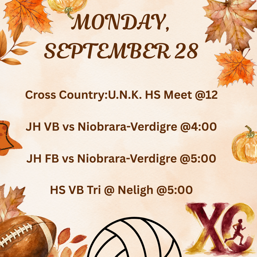 Activities for Monday, September 28.