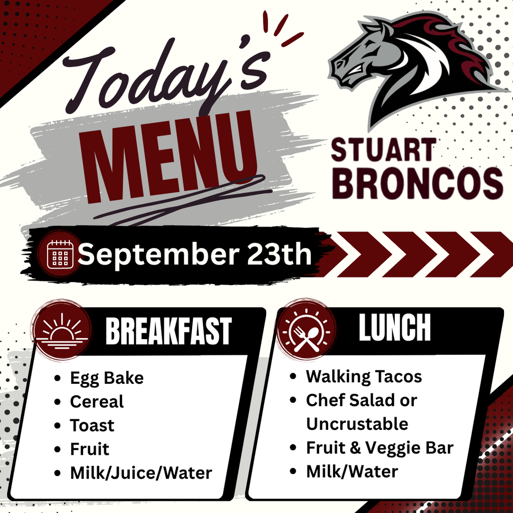 Breakfast and lunch for Wednesday, September 23.