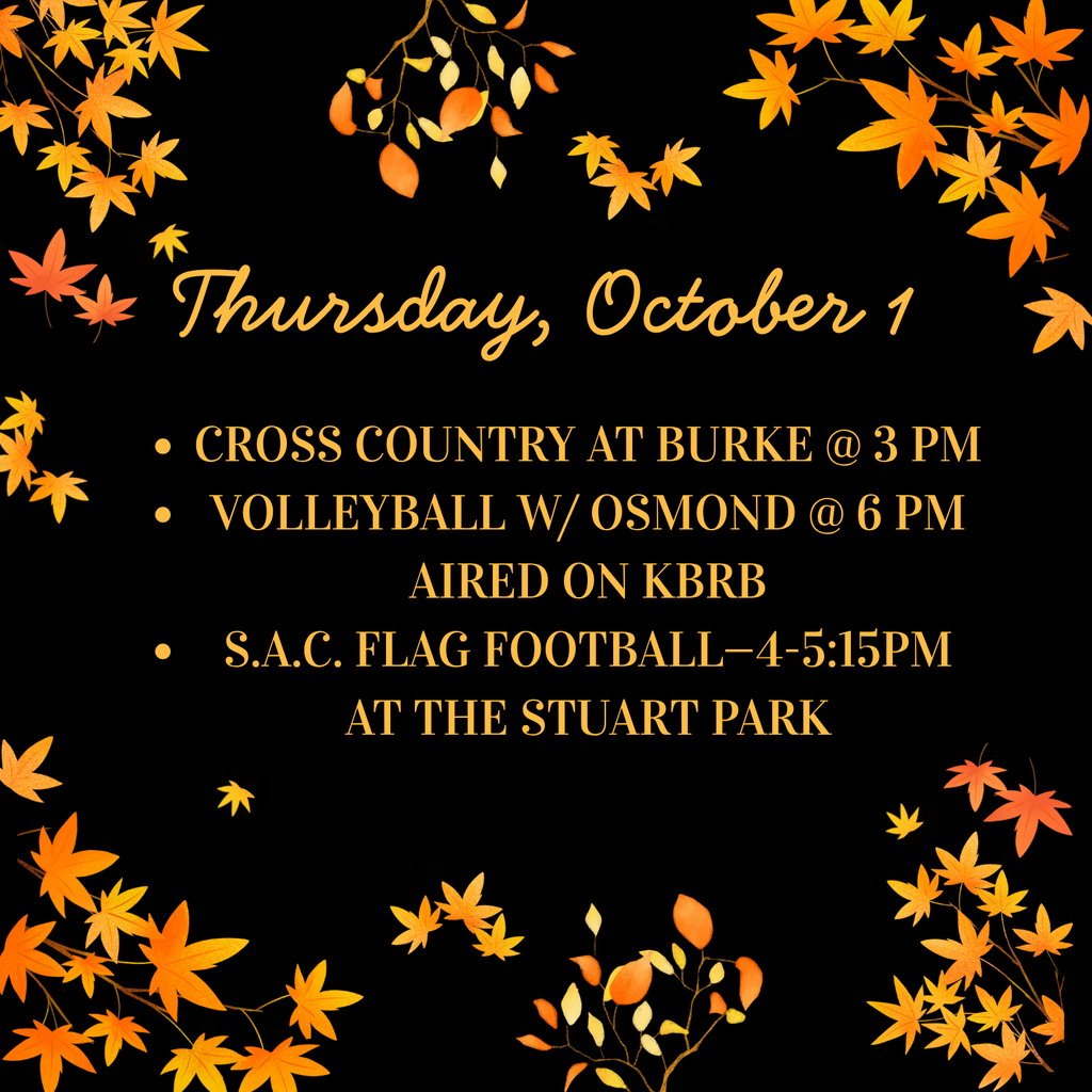 Activities for Thursday, October 1.