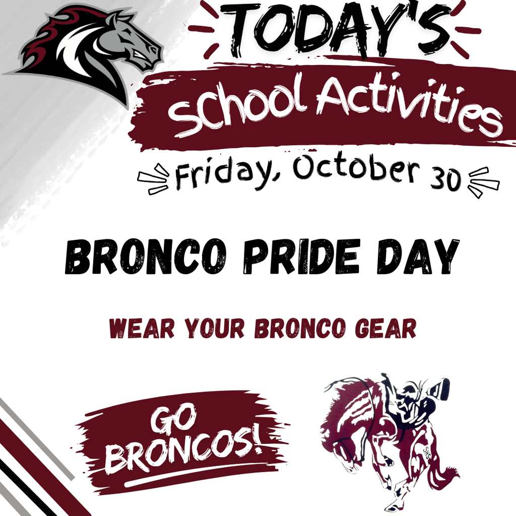 Show Your Bronco Pride being Drug-Free - Friday, October 30.
