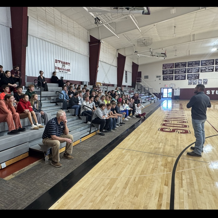 Luke Vogel speaks to 7-12 students.  