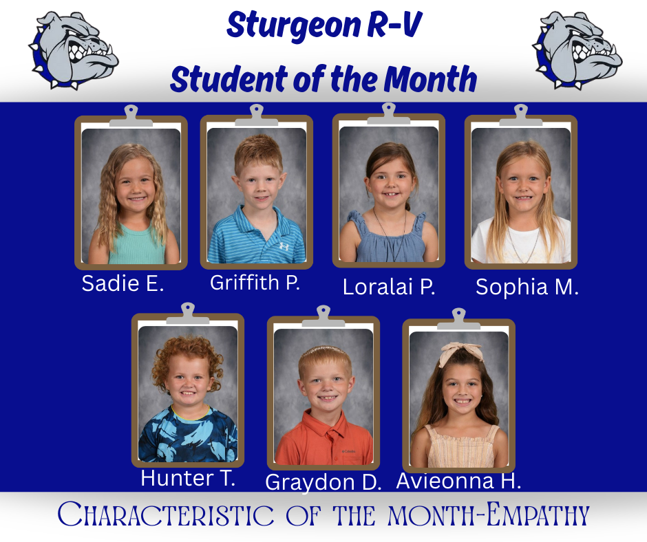 January Student of the Month K-8