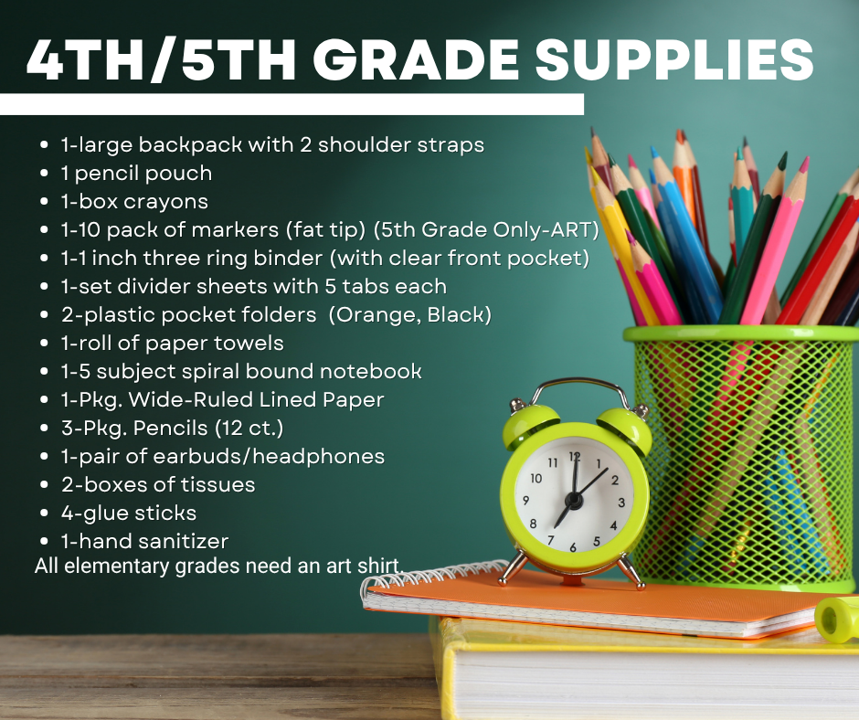 4th/5th Grade Supplies
