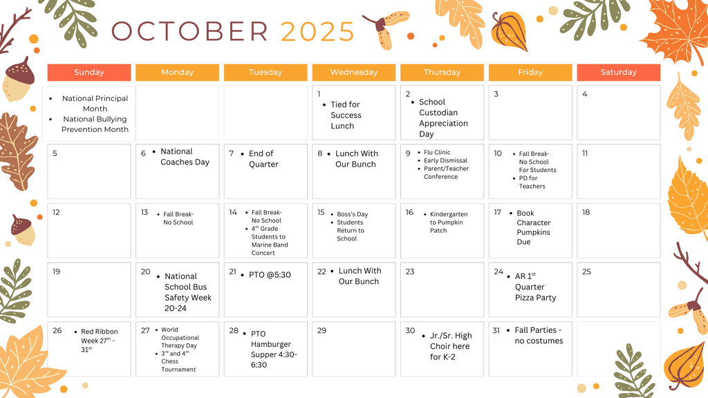 October 2025 Calendar