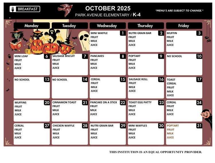 October Breakfast K-4