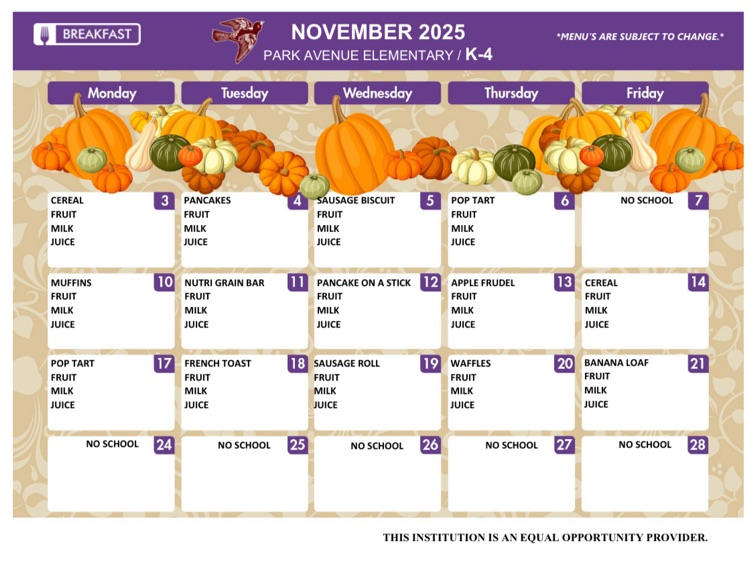 November menu