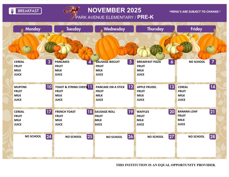 November menu