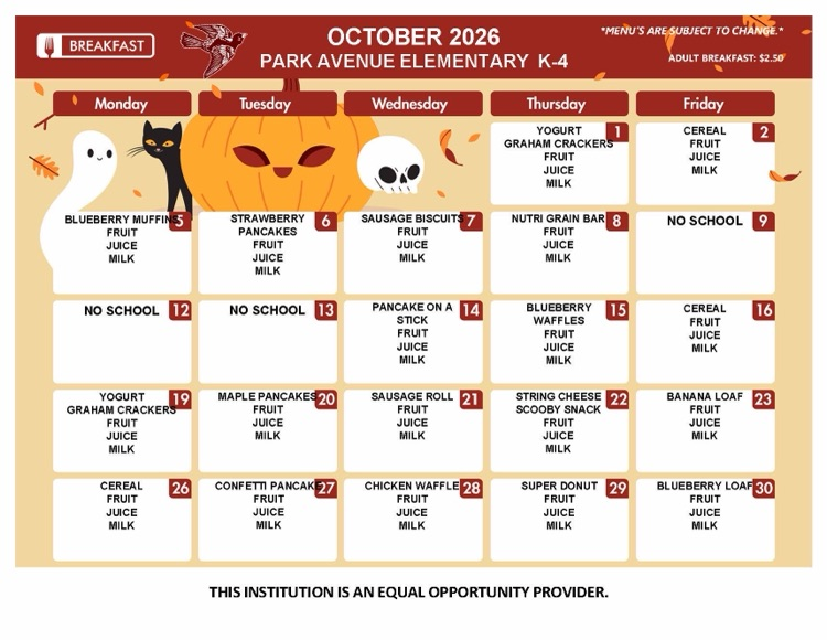 October Menu