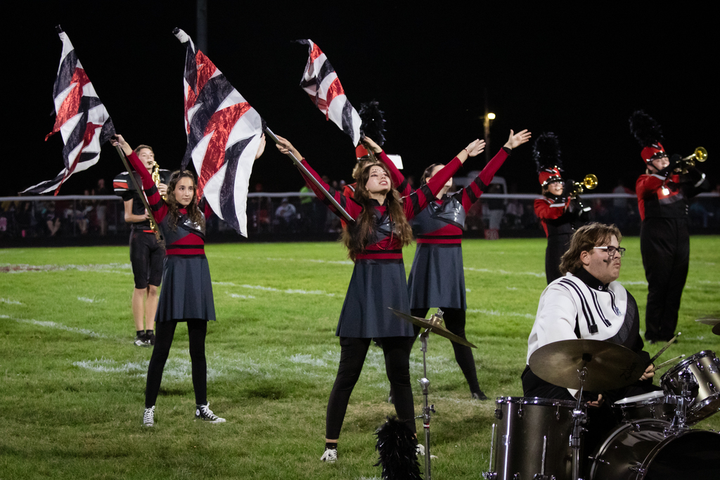 Band members perform during the Halftime at Homecoming