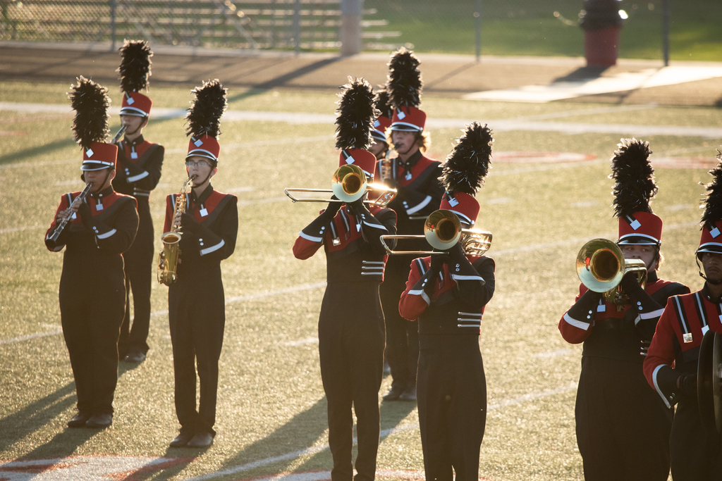 Members of the Sullivan High School Marching Band Perform their field routine at the Mt. Zion Marching Music Games on Saturday.