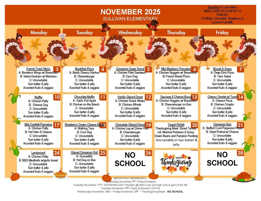 November 2025 Breakfast/Lunch Menu