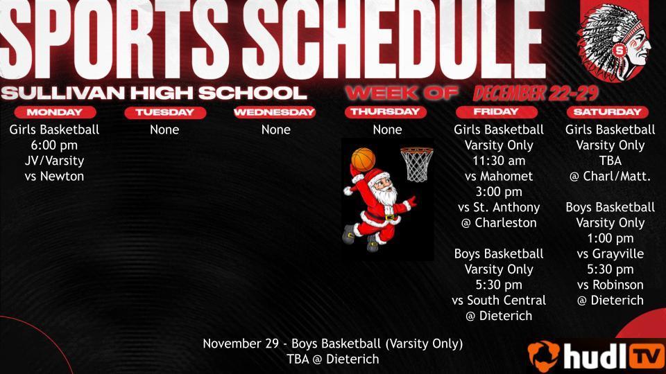 SHS Weekly Events Calendar