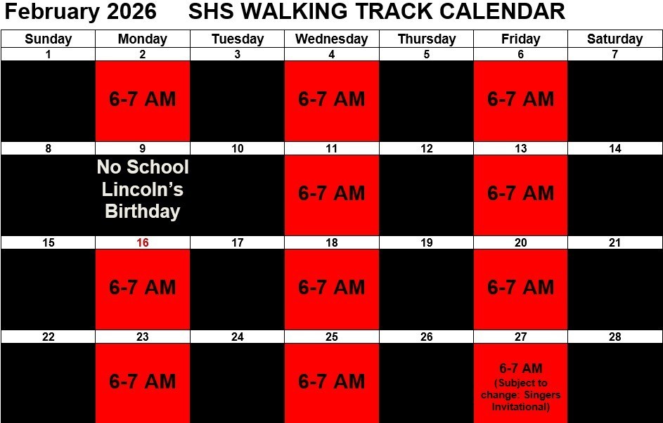 Walking track calendar