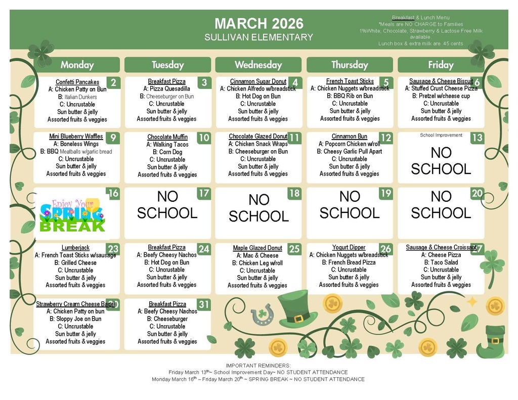 SES March 2026 Menu