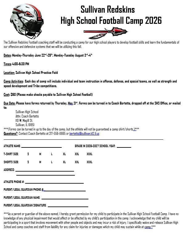 High School Camp Form 2026