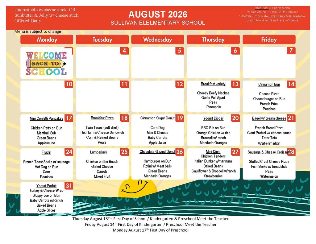 SES August Menu