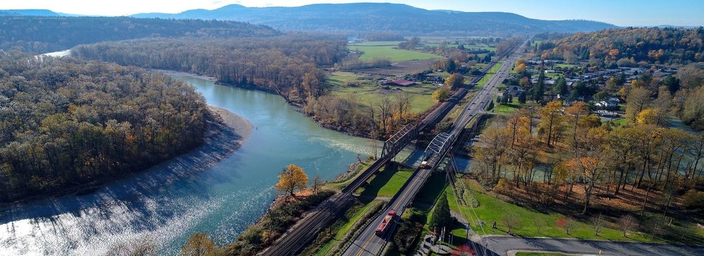 birds eye view of sultan looking west