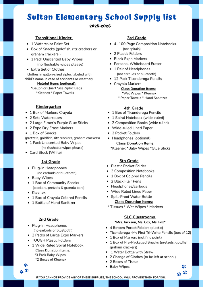 Supply List  2025-2026