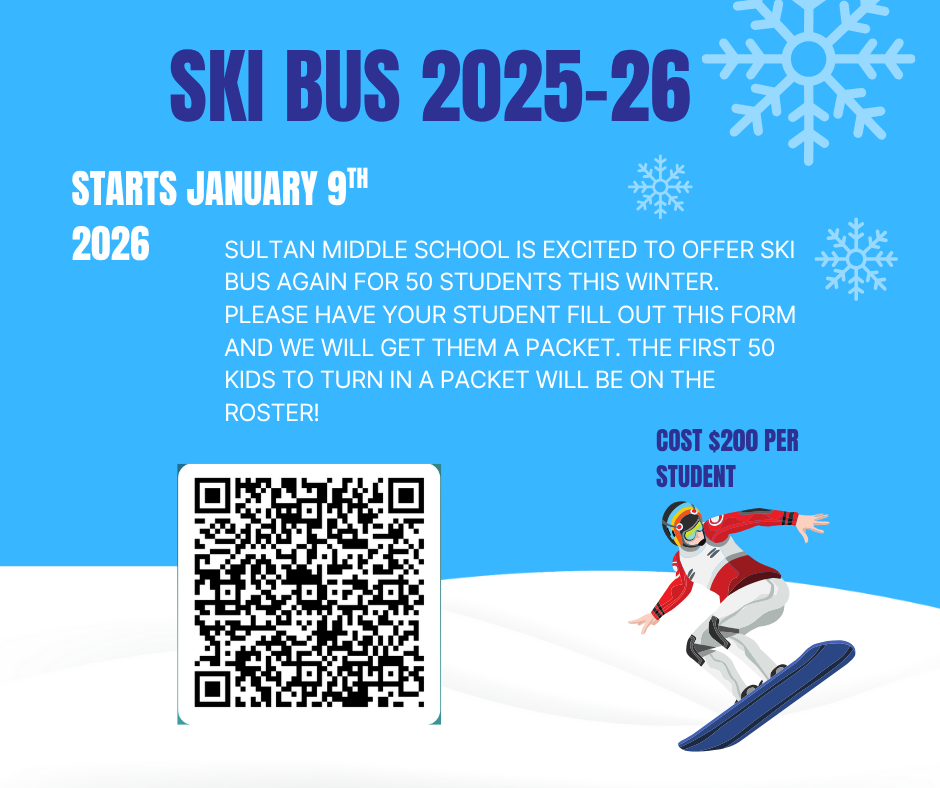 Sms is excited to offer a ski bus for 50 students. Fill out the interest form and a packet will be given to you. First 50 to submit a packet will be on the roster.