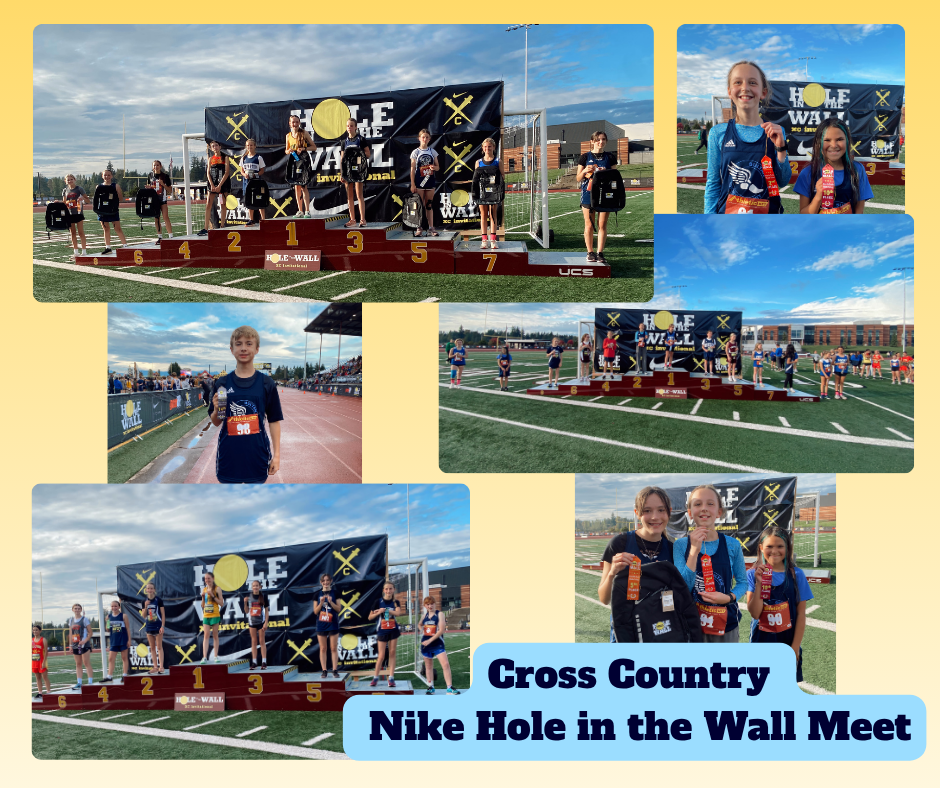 Cross country athletes on the podium and with their medals.