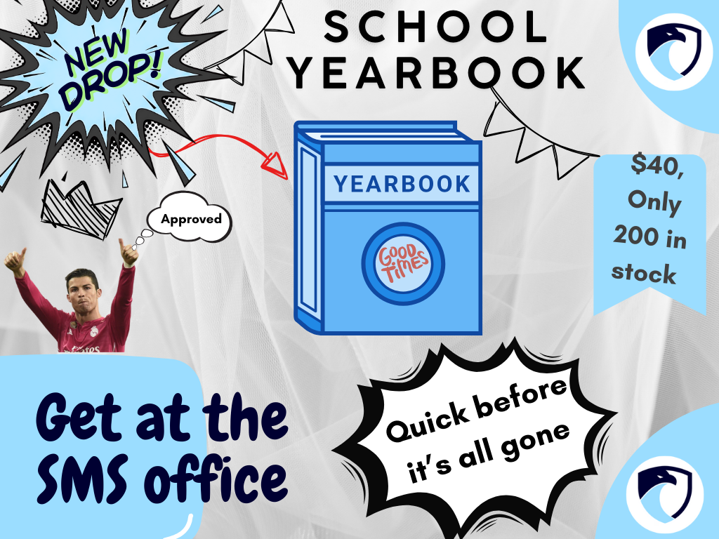 Get your yearbook now at the SMS office.