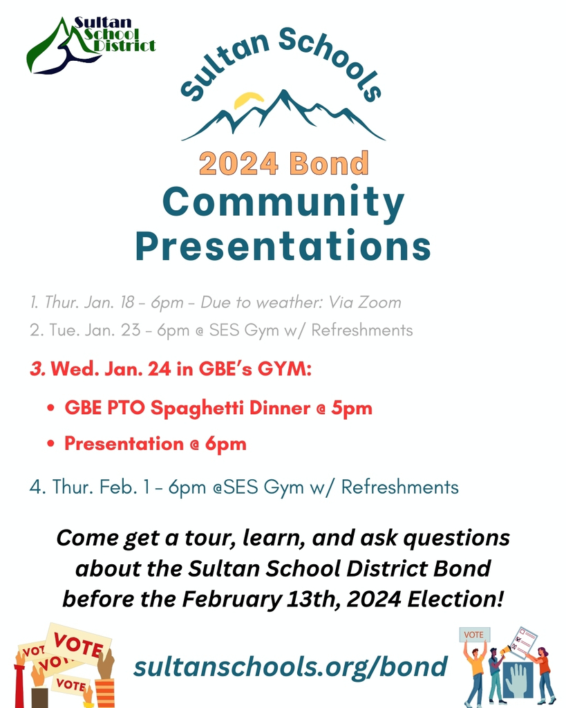 2024 Sultan Bond Community Presenation 1/24/2024 - Spaghetti @ 5pm, presentation @ 6pm