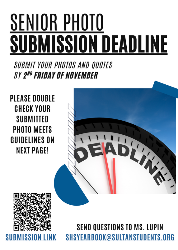Flyer for Senior Photo Submission Deadline to be turned in by November 2nd
