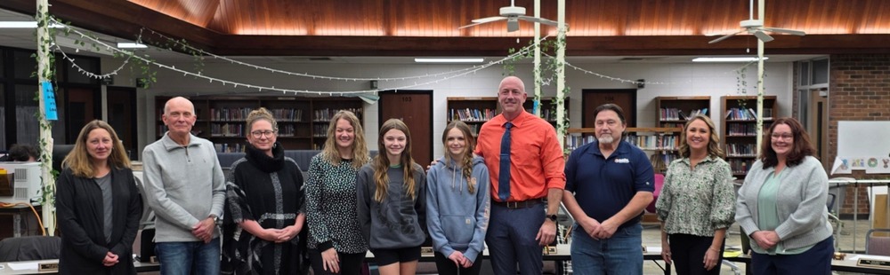 Image of January students of the month and Board members