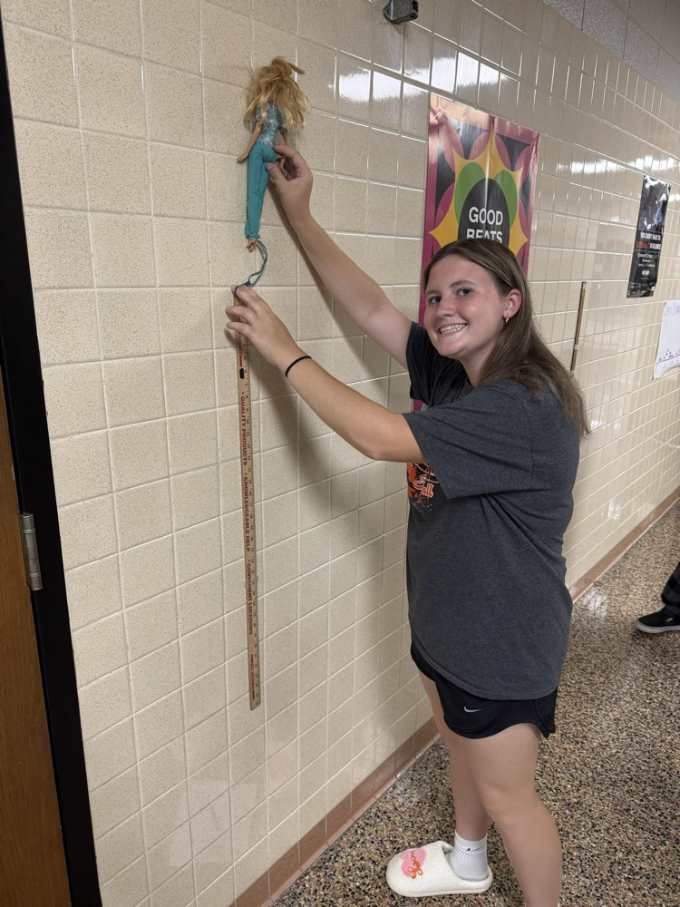 Student participating in bungee jumping Barbies