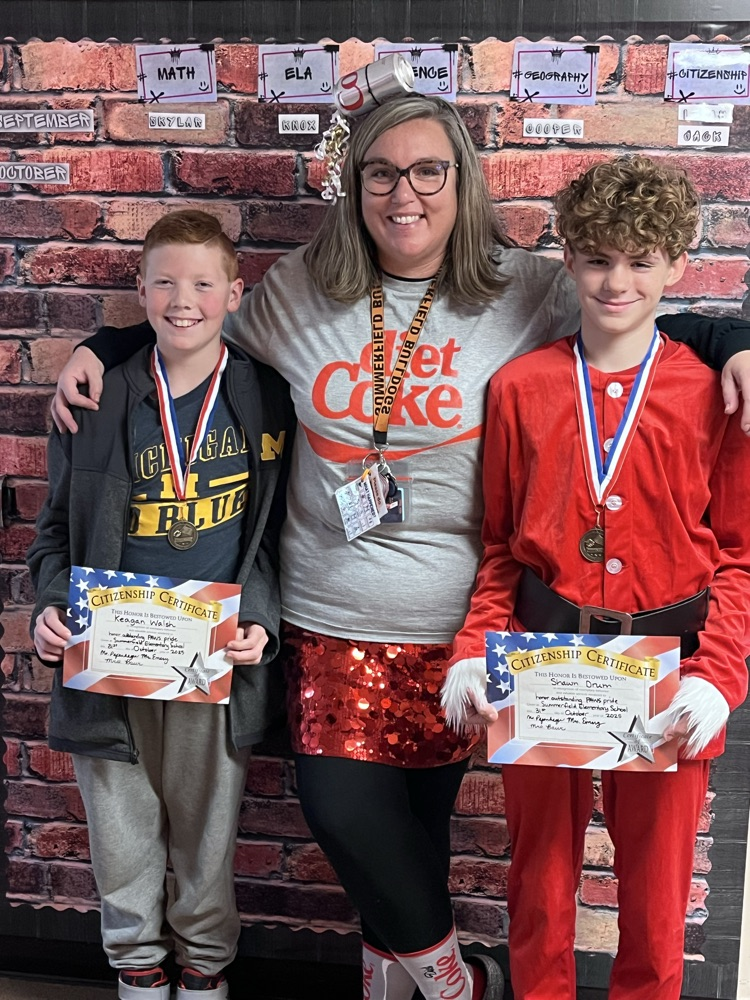 Our Outstanding Citizens Awards went to Keagan Walsh and Shawn Drum (pictured here with Principal Baur).